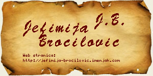 Jefimija Broćilović vizit kartica